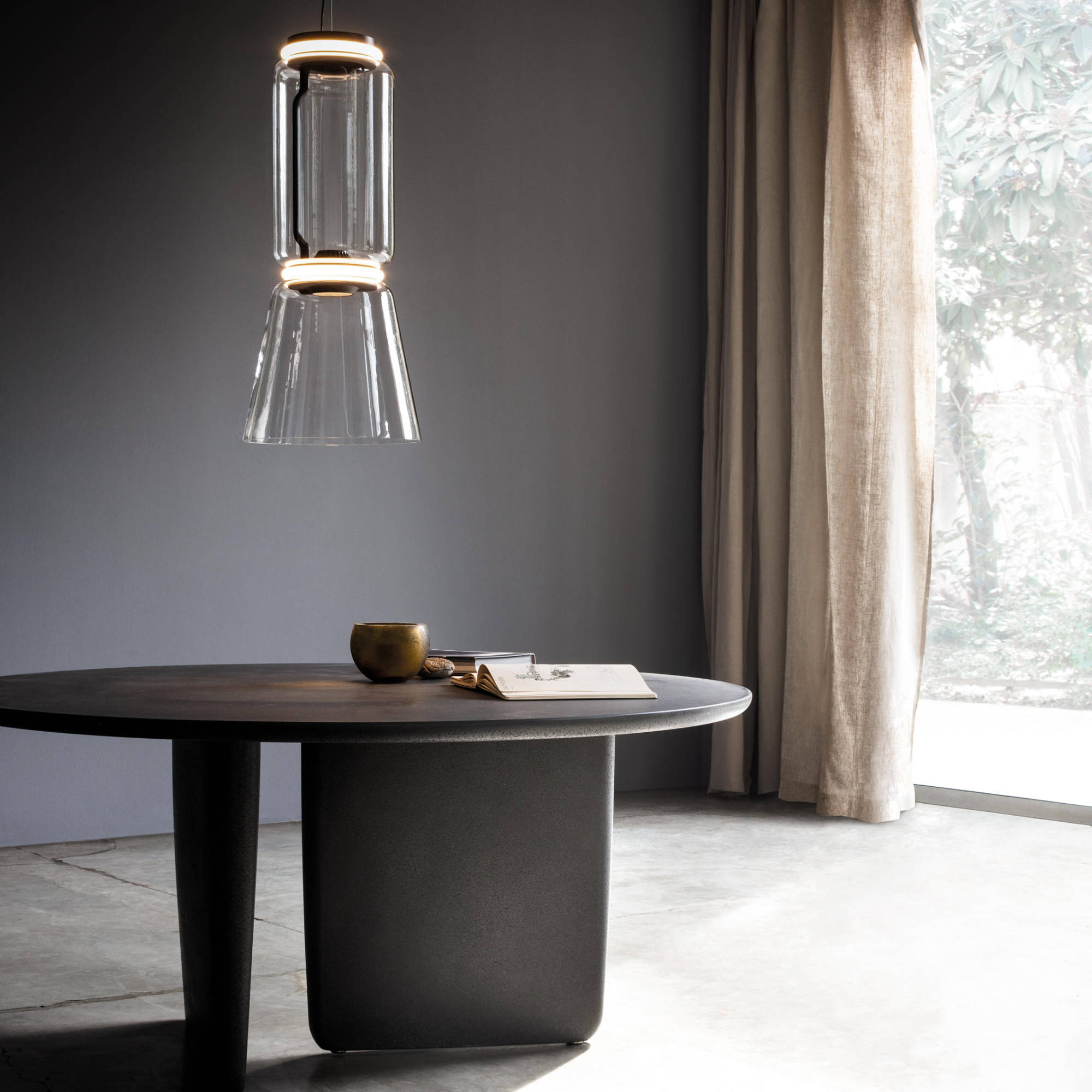 Noctambule 1 Low Cylinder Cone Pendant Lamp - Black-2