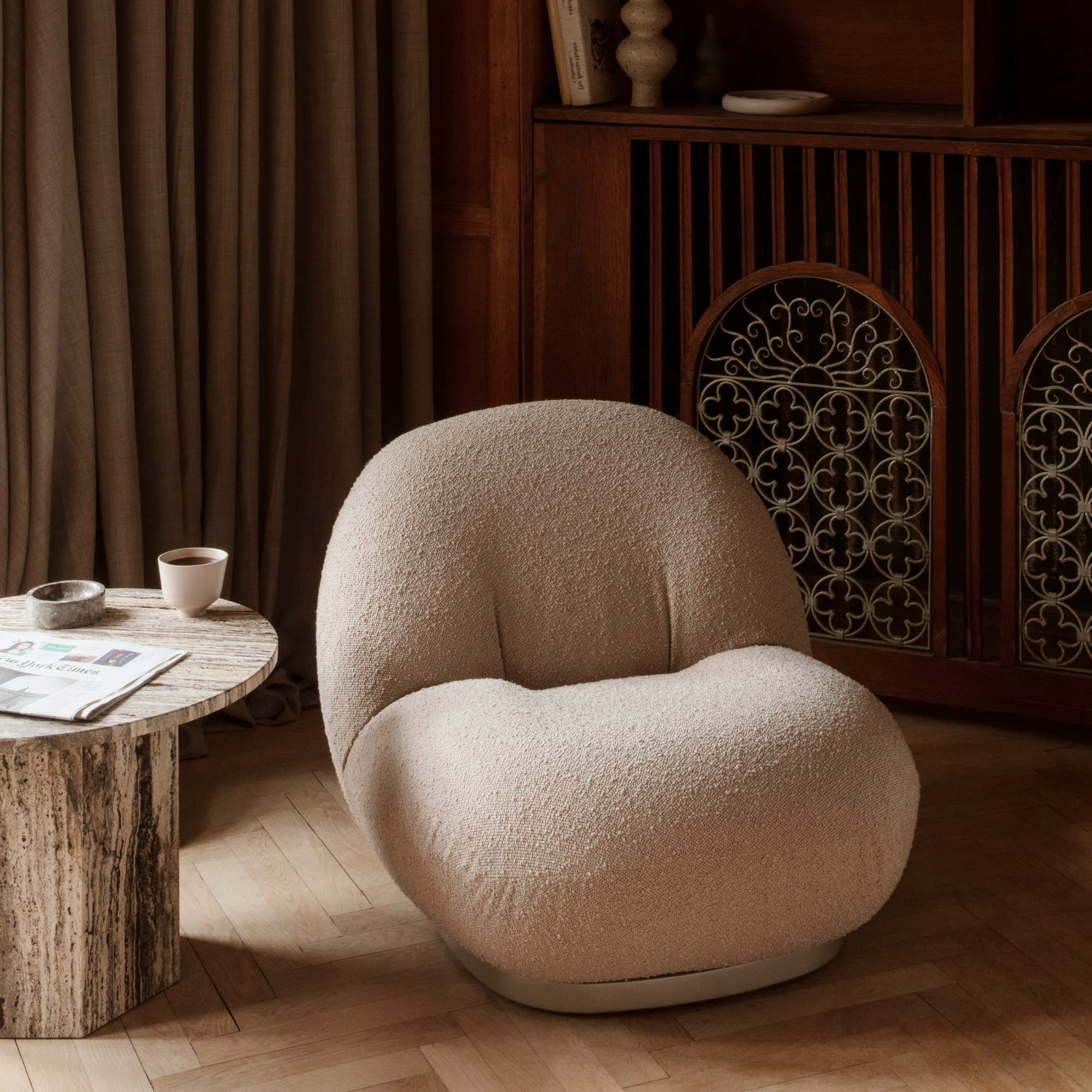 Pacha 11601 Swivel Lounge Chair - Pearl Gold / Fabric D (Karakorum 001)