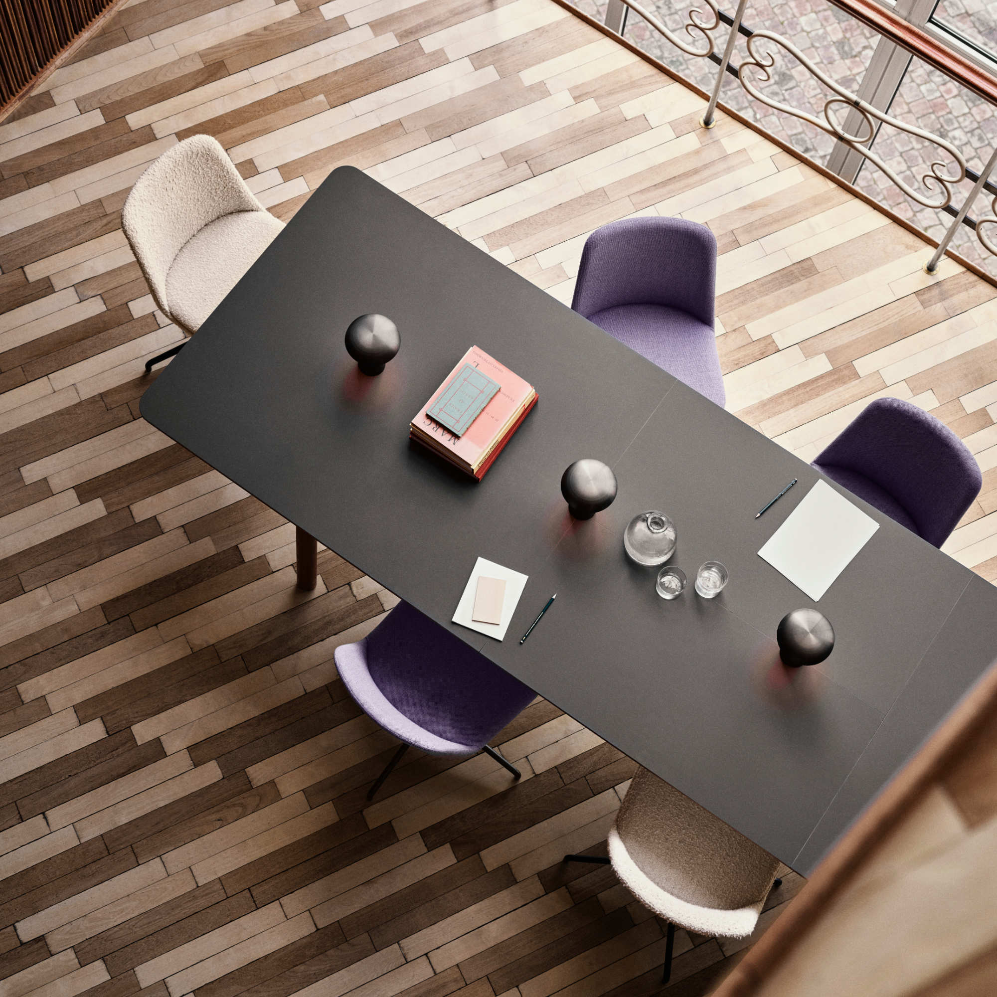 Patch HW2 Dining Table - Walnut/Brass/Fenix 0749 Cacao Orinoco