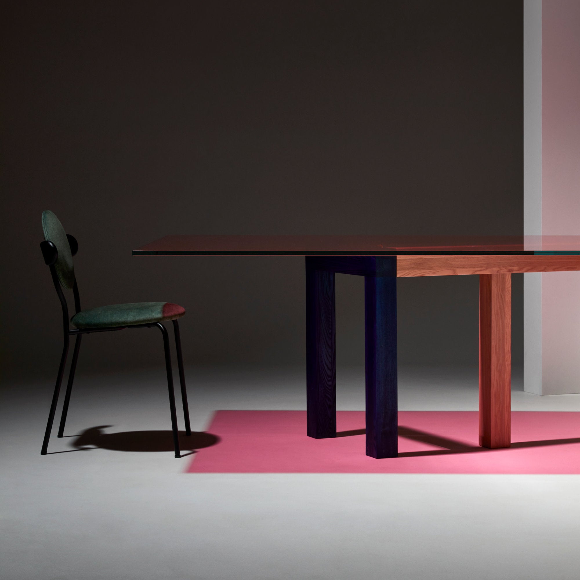 Penrose Dining Table - Multicolor/Clear Glass-3