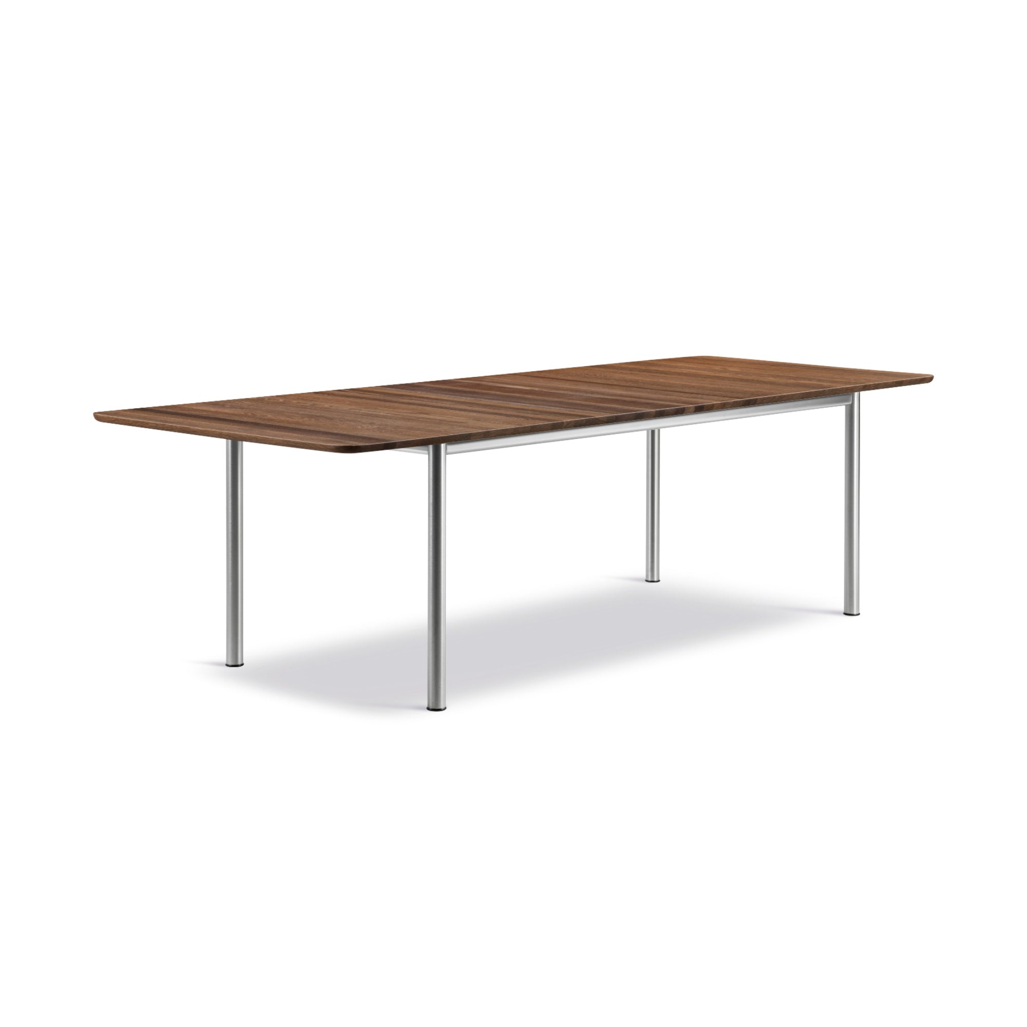 Plan 6632 Extendible Dining Table - Brushed Chrome/Smoked Oak-1