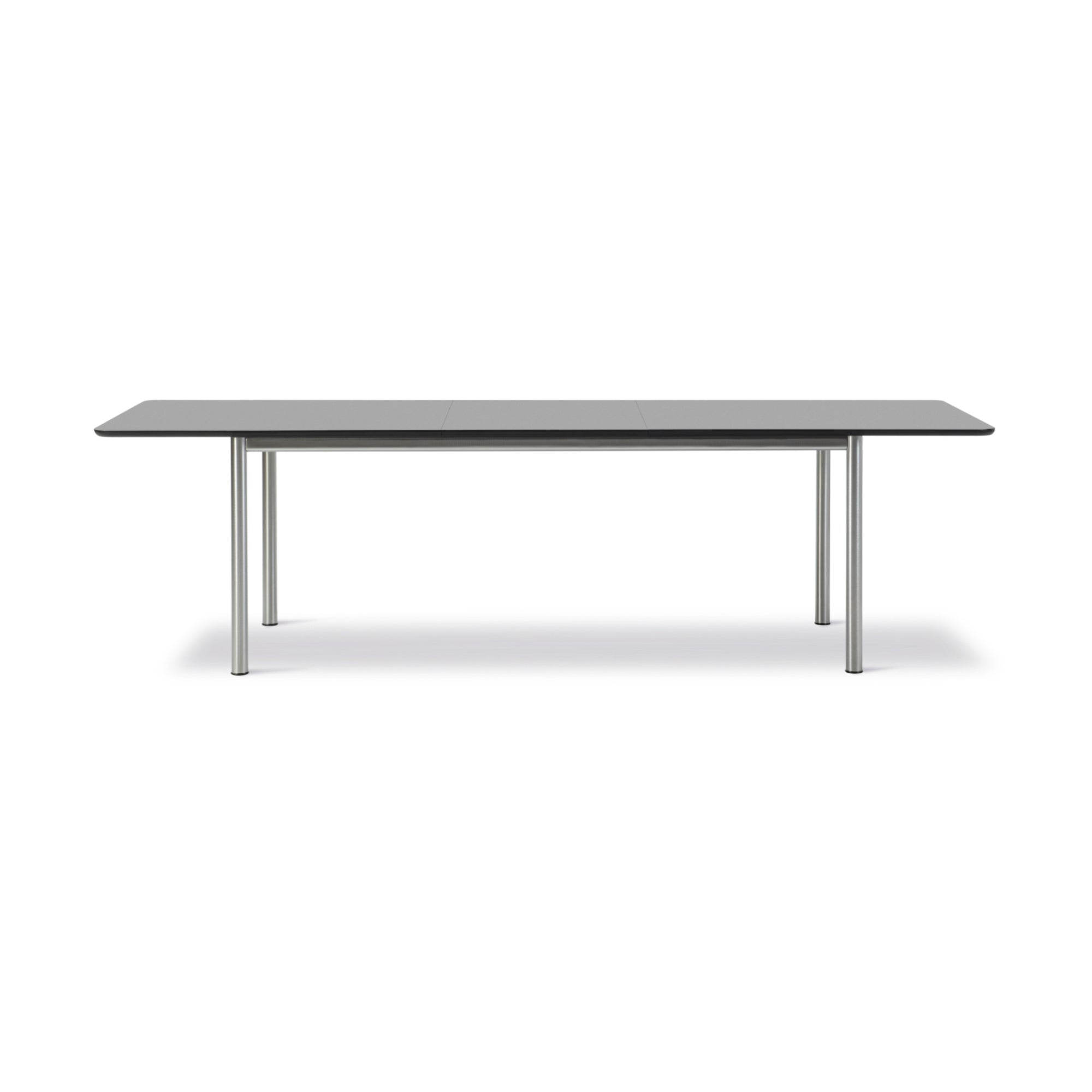 Plan 6632 Extendible Dining Table - Brushed Chrome/Fenix NTM Laminate Black-2