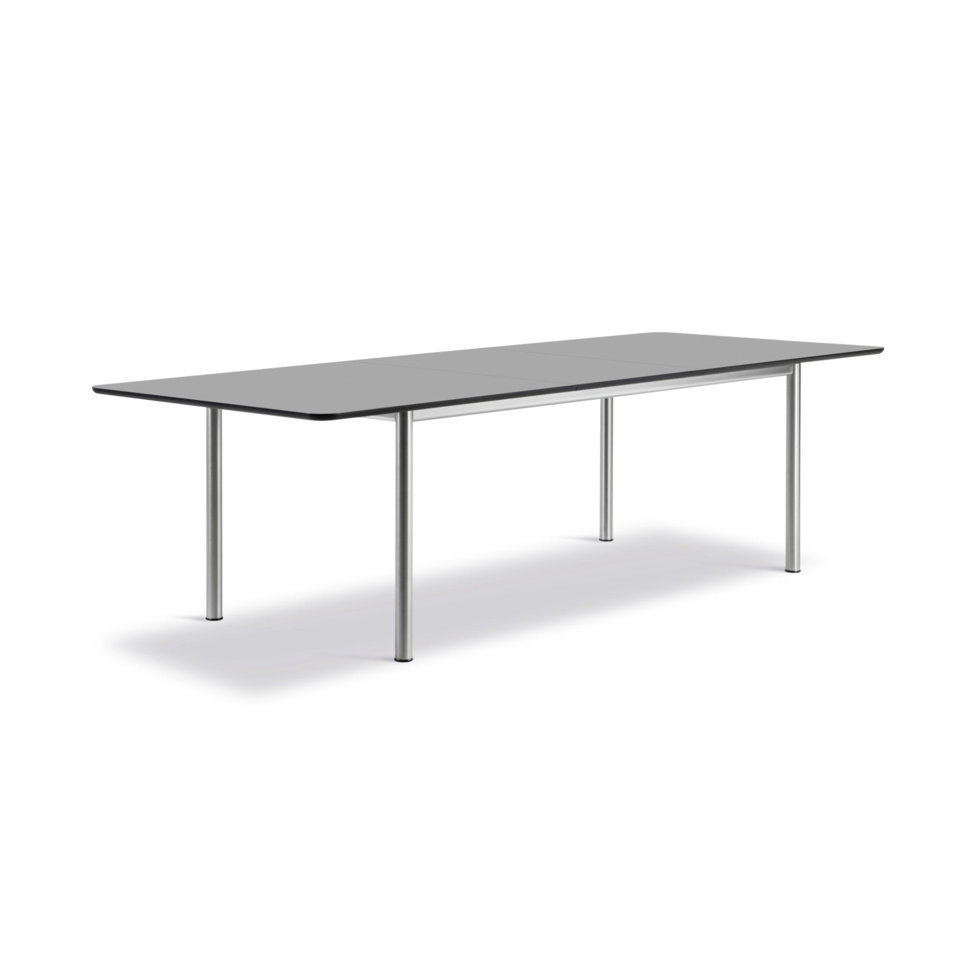 Plan 6632 Extendible Dining Table - Brushed Chrome/Fenix NTM Laminate Black-1