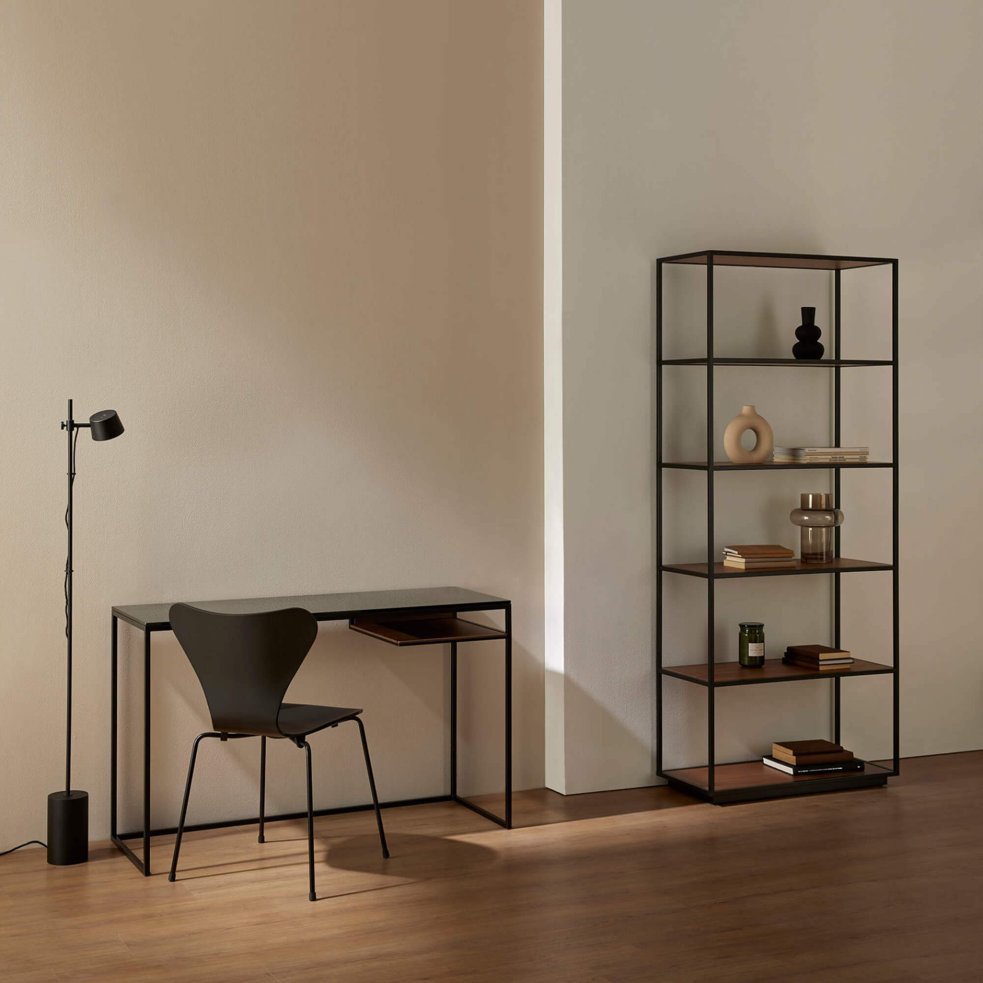 Rita 24 Desk - Walnut/Smoked Grey Glass-3