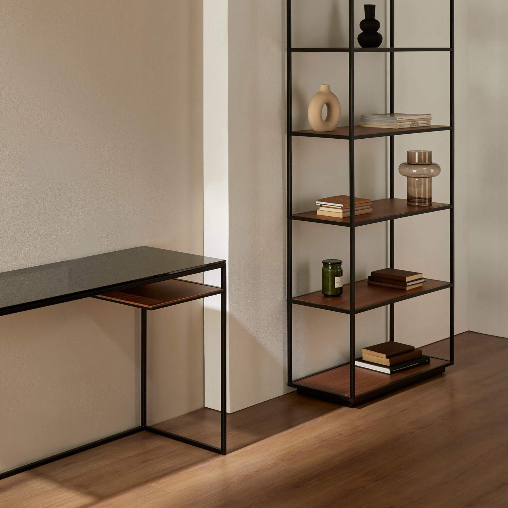 Rita 24 Desk - Walnut/Smoked Grey Glass-4