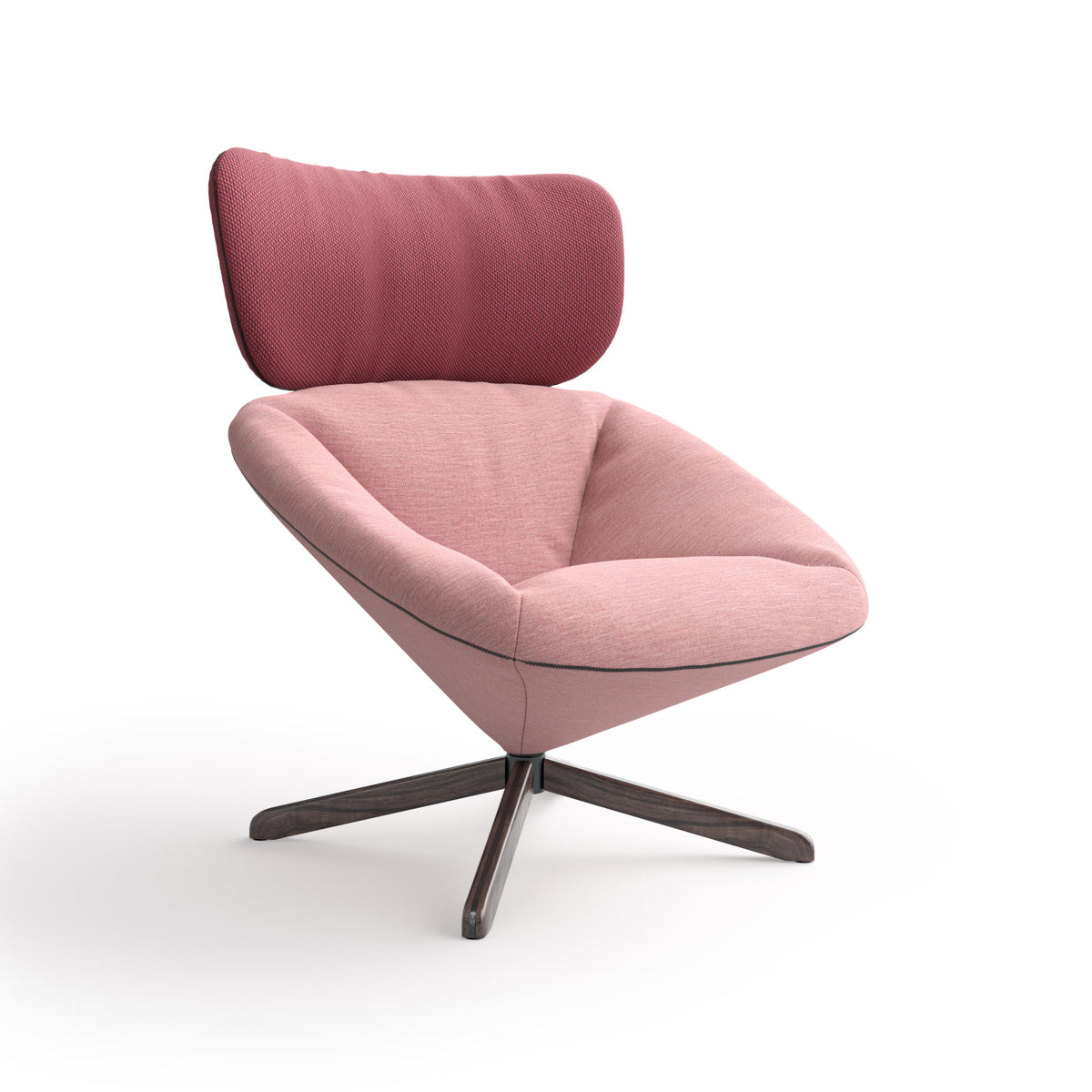 Tortuga Armchair – 86x109 / Wood (Anthracite Ash) / Fabric 8 (Febrik - Coral)/Fabric 9 (Febrik - BonBon)-1