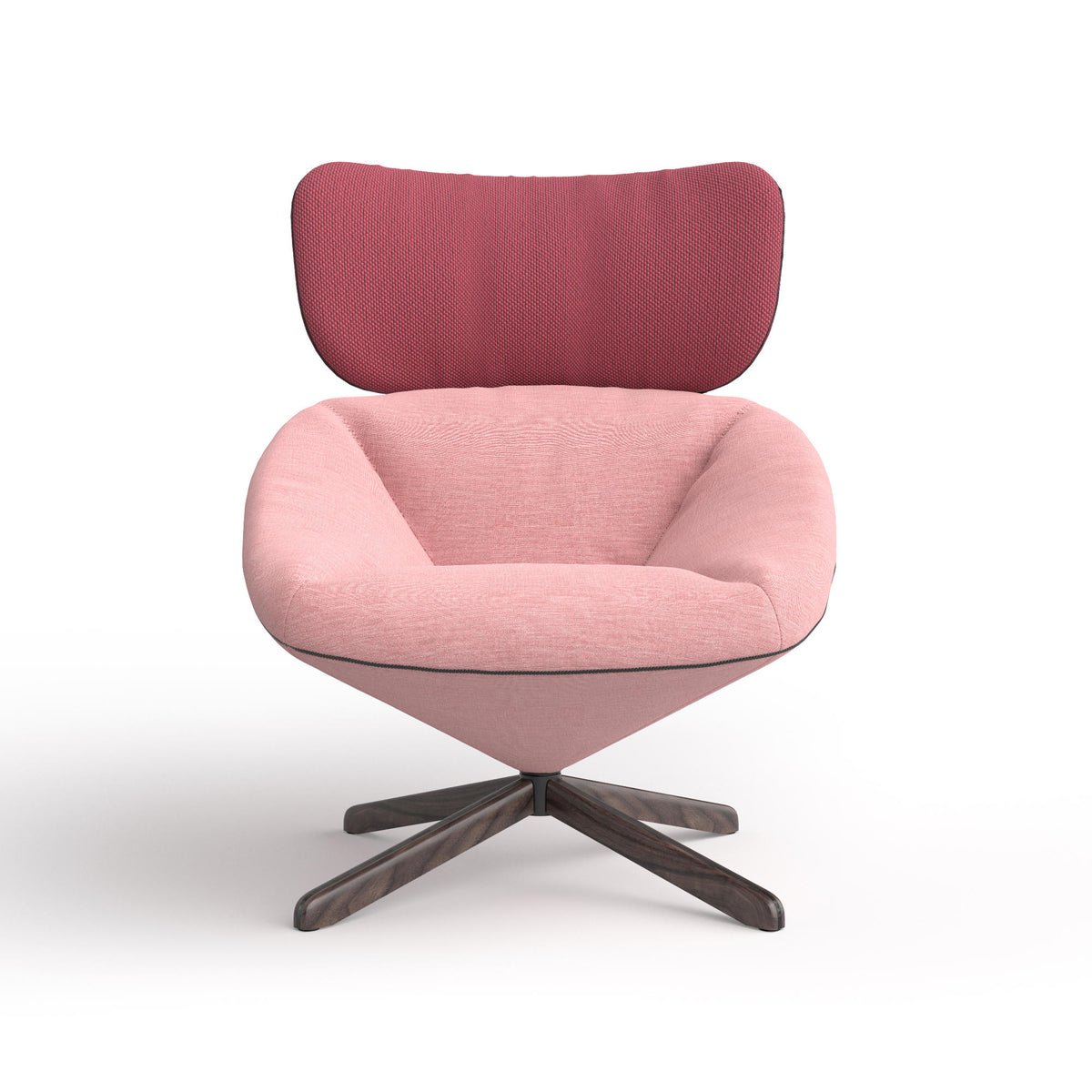 Tortuga Armchair – 86x109 / Wood (Anthracite Ash) / Fabric 8 (Febrik - Coral)/Fabric 9 (Febrik - BonBon)-3