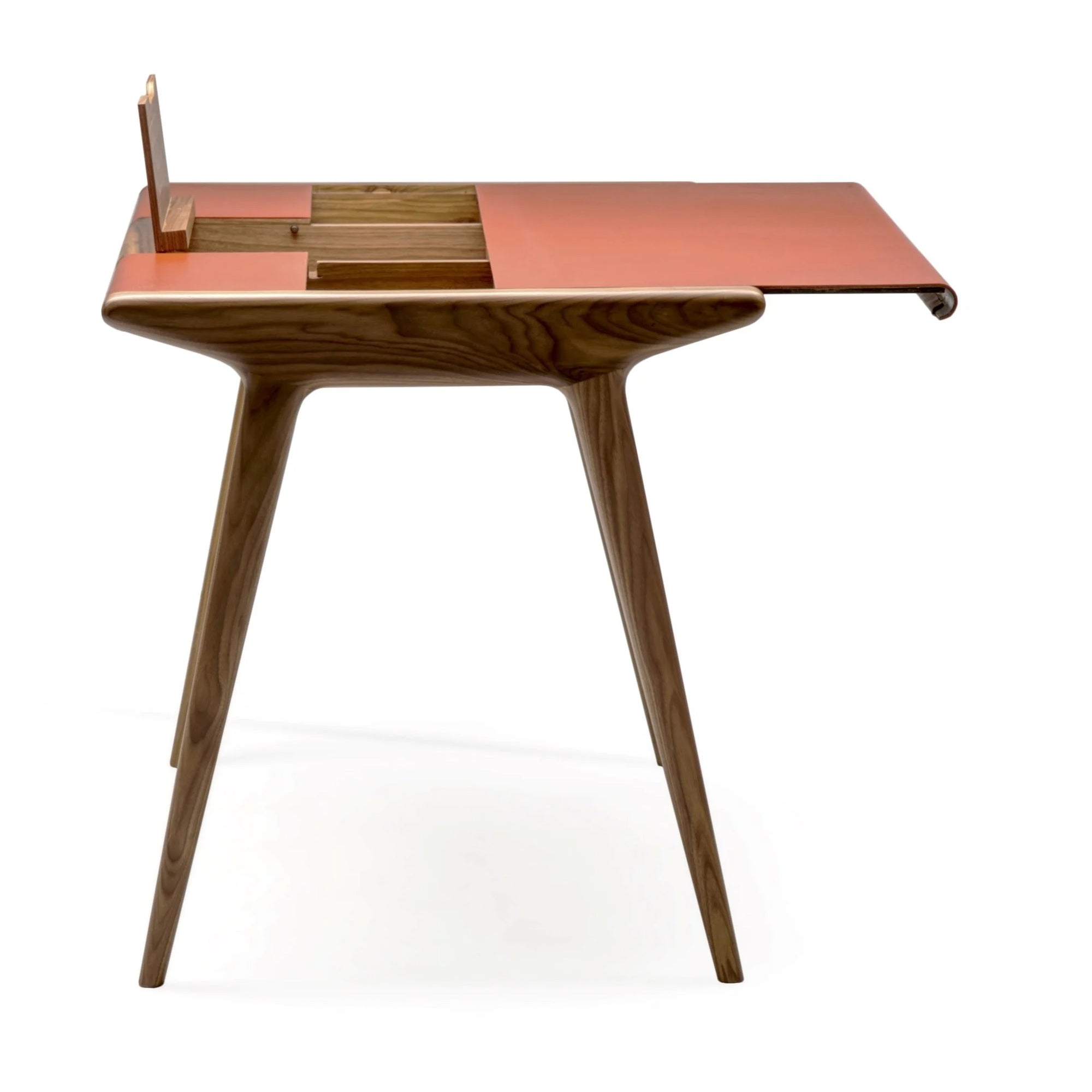 Scriba T490 Desk - Walnut/Cuoio 01-8