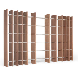 Sistema Parere 1 S11 Bookcase - Walnut/Grey Metal