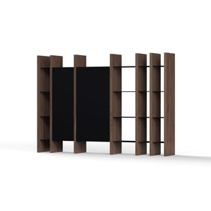 Sistema Parere 1 S33 Bookcase - Walnut/Black Metal