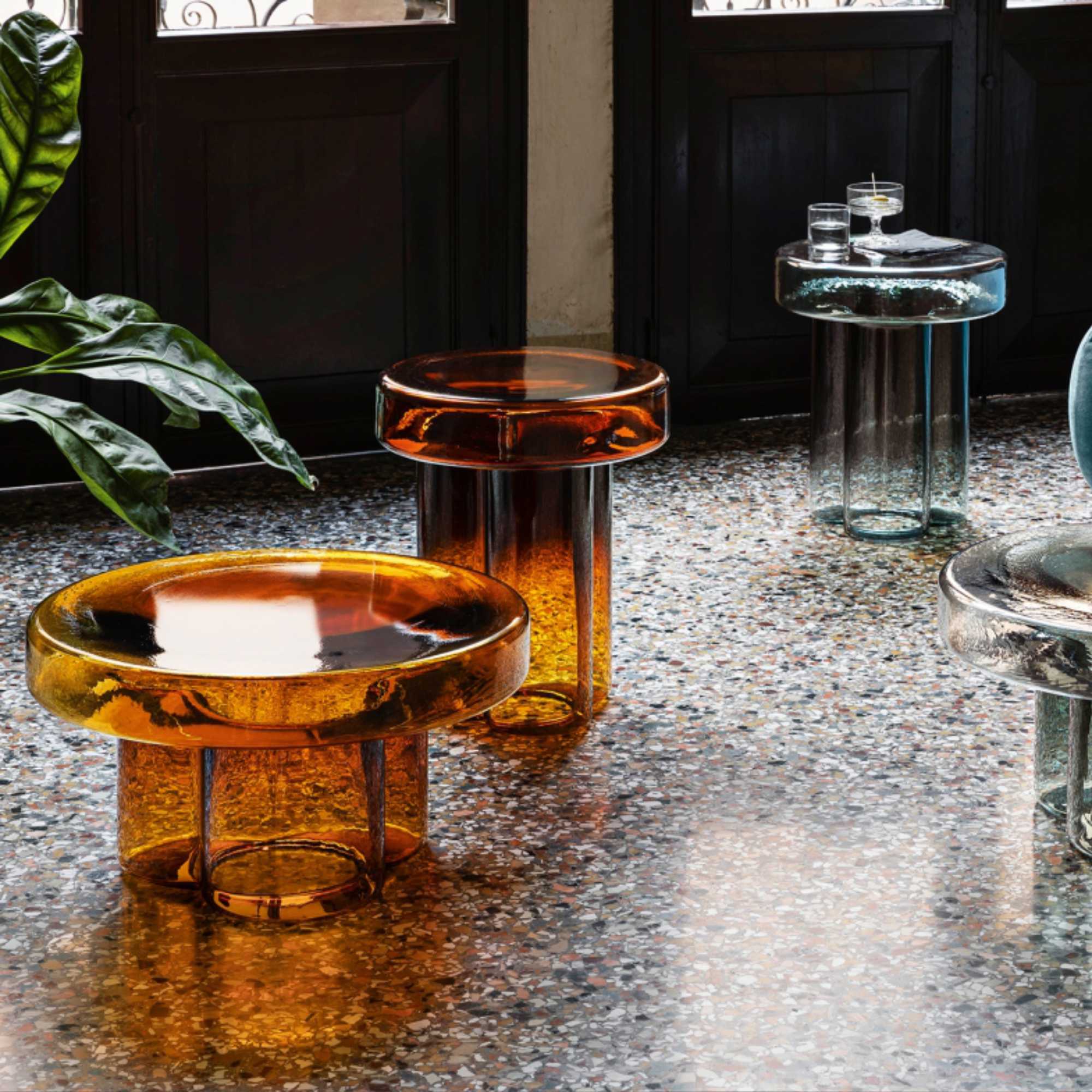 Soda TS 510 Side Table - Amber Blown Glass-3