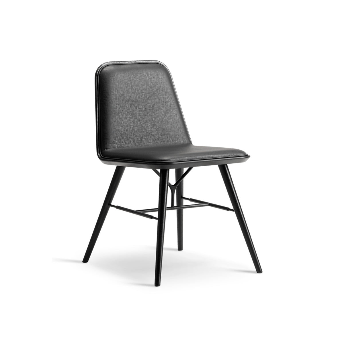 Spine Dining Chair – 46.5x76 / Wood (Black Lacquered Ash) / Leather 2 (Primo 88)-1