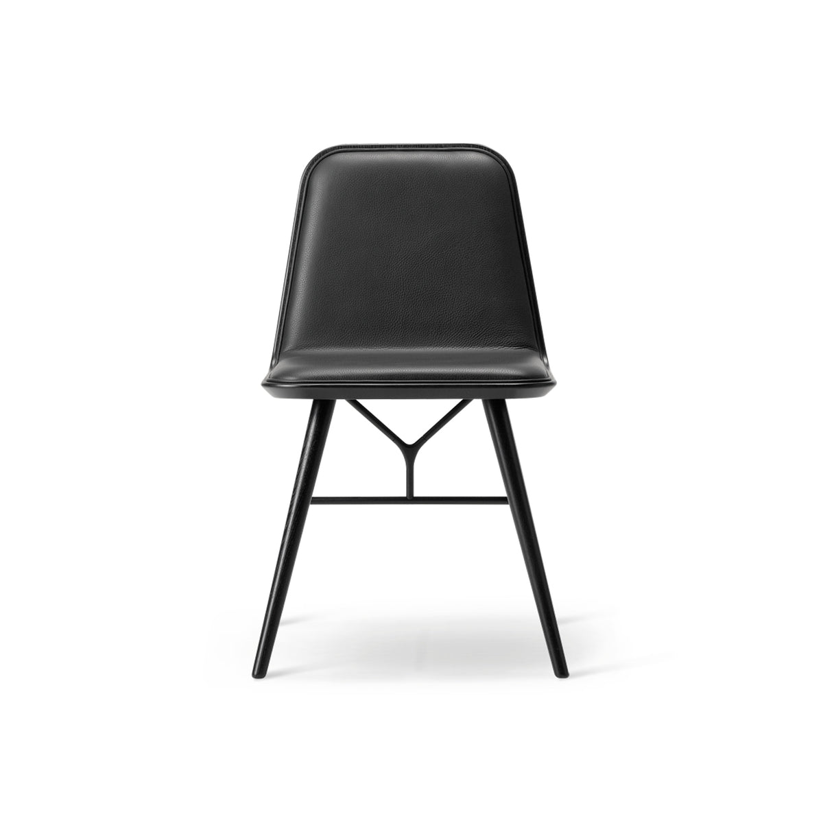 Spine Dining Chair – 46.5x76 / Wood (Black Lacquered Ash) / Leather 2 (Primo 88)-2