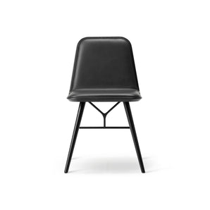 Spine 1721 Wood Base Dining Chair - Black Lacquered Ash/Leather 2 (Primo 88)