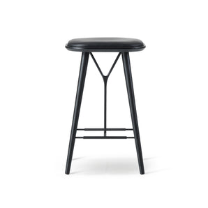 Spine 1736 Wood Base Stool - Black Lacquered Ash/Leather 2 (Primo 88)