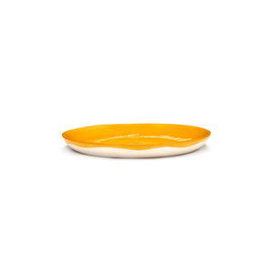 Feast Stripes White Plate - Small/Sunny Yellow Swirl