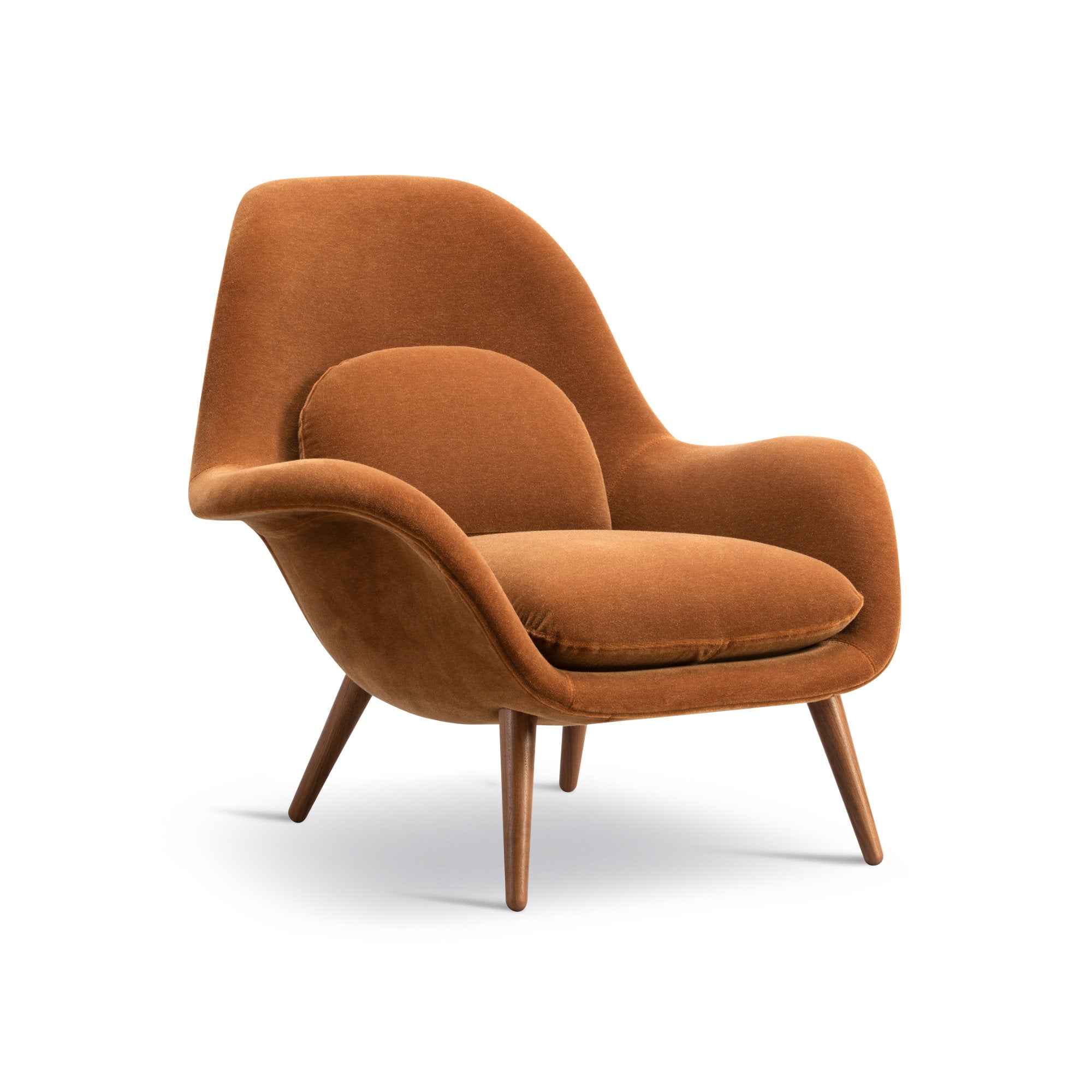 Swoon 1770 Lounge Chair - Walnut/Fabric 5 (Grand Mohair 2103)-1