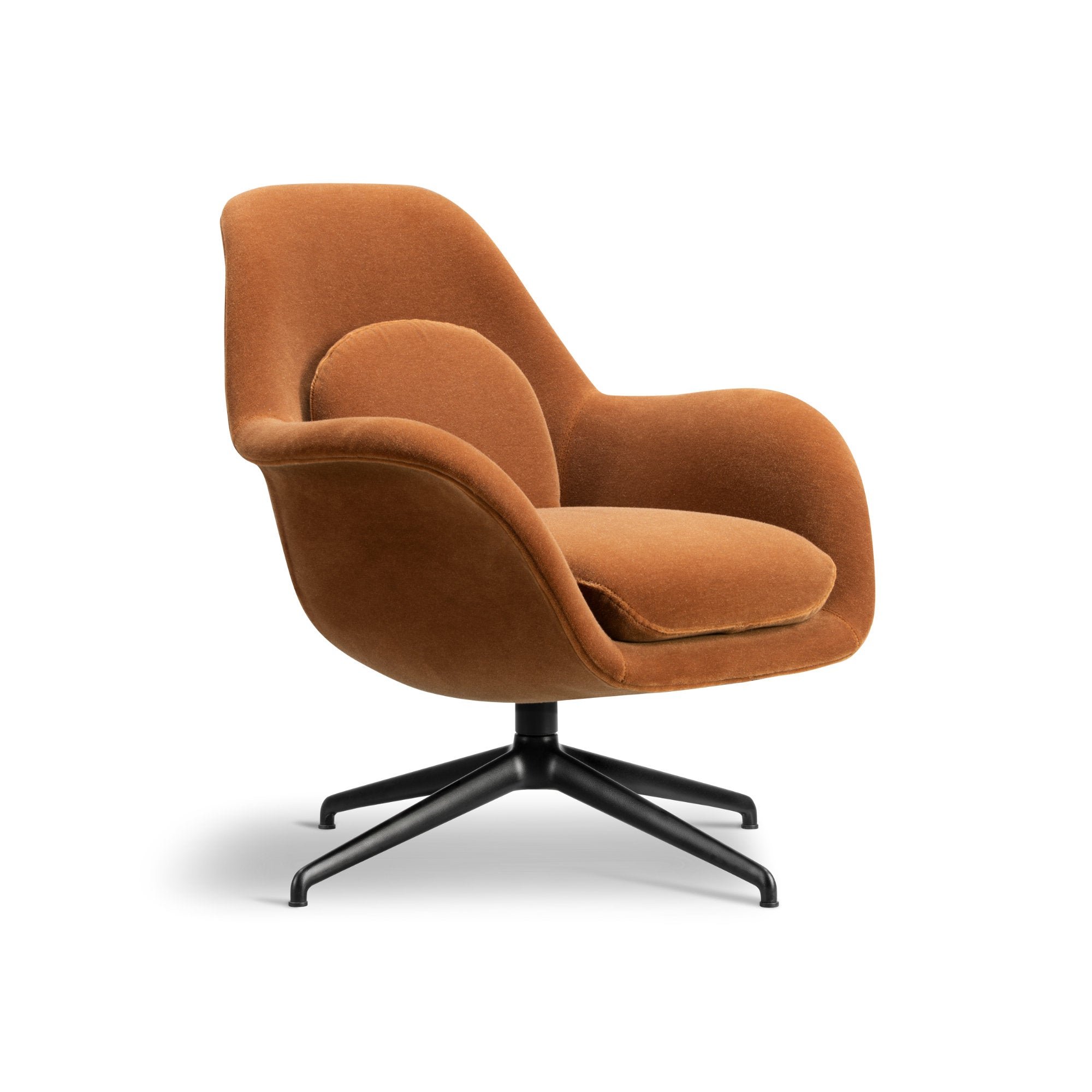Swoon 1776 Swivel Base Lounge Armchair - Black/Fabric 5 (Grand Mohair 2103)-1