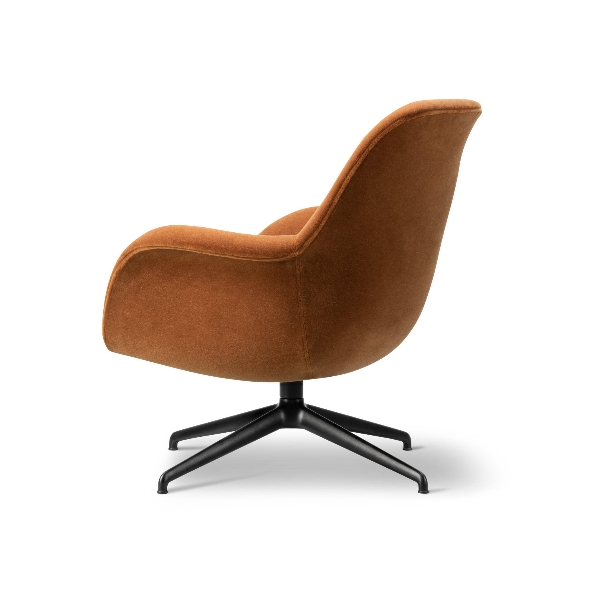 Swoon 1776 Swivel Base Lounge Armchair - Black/Fabric 5 (Grand Mohair 2103)-2