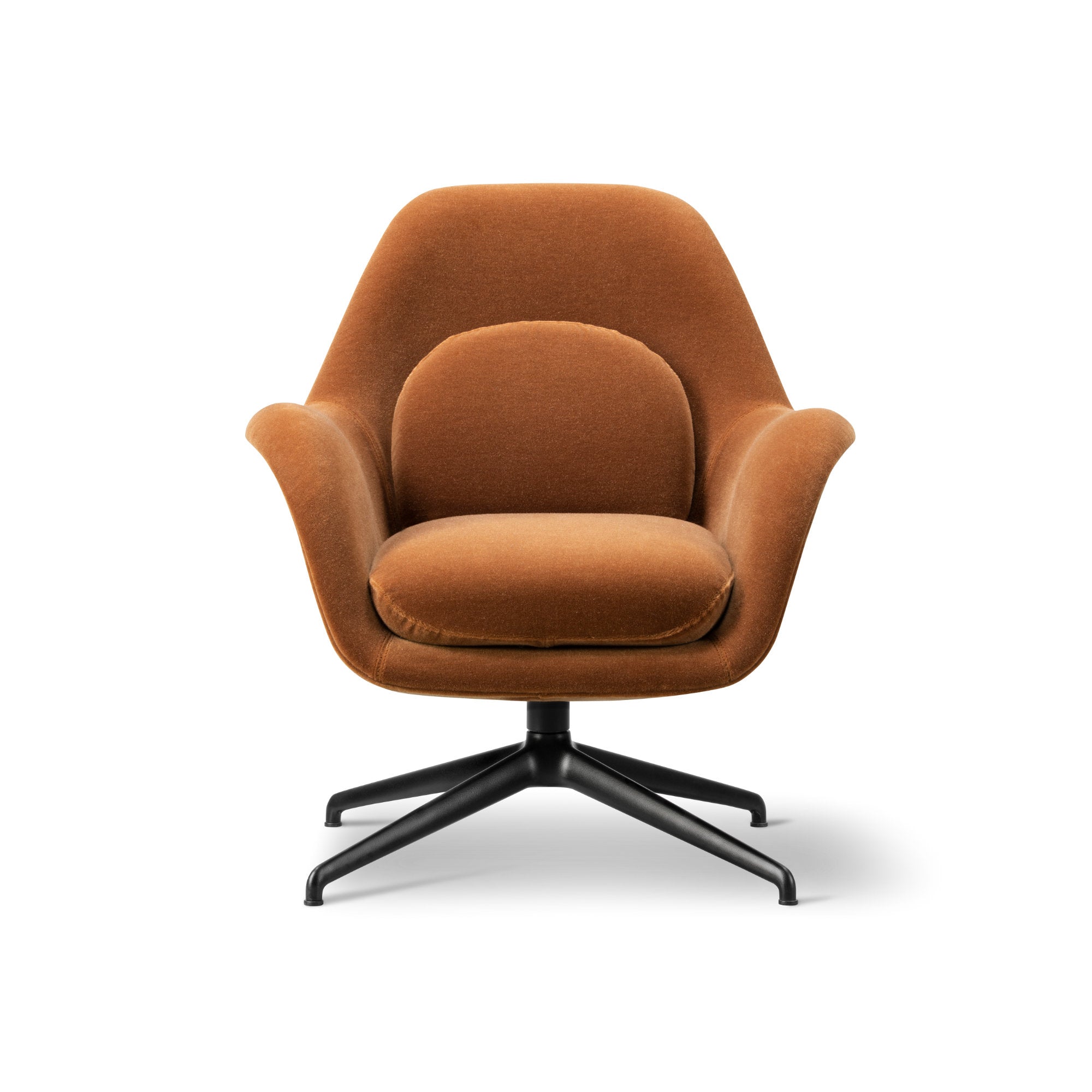 Swoon 1776 Swivel Base Lounge Armchair - Black/Fabric 5 (Grand Mohair 2103)-4