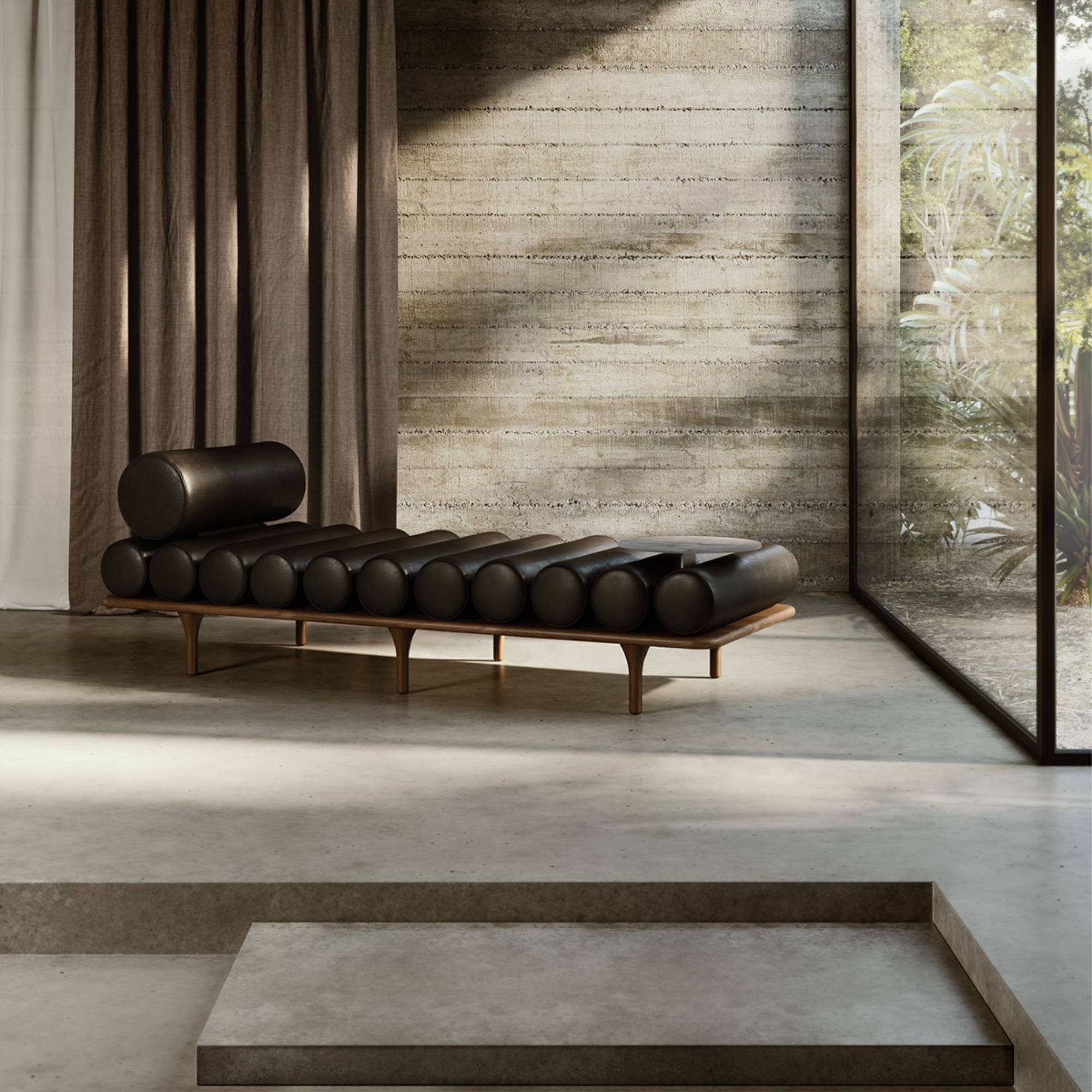 Five To Nine 0FTNDB20002 Daybed With Headrest - Walnut/Leather 2 (Guarana 2006)