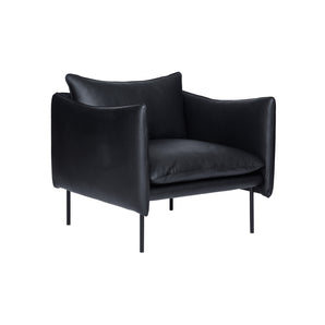 كرسي تيكي كبير بذراعين - جلد إلموسوفت (أسود 99999)