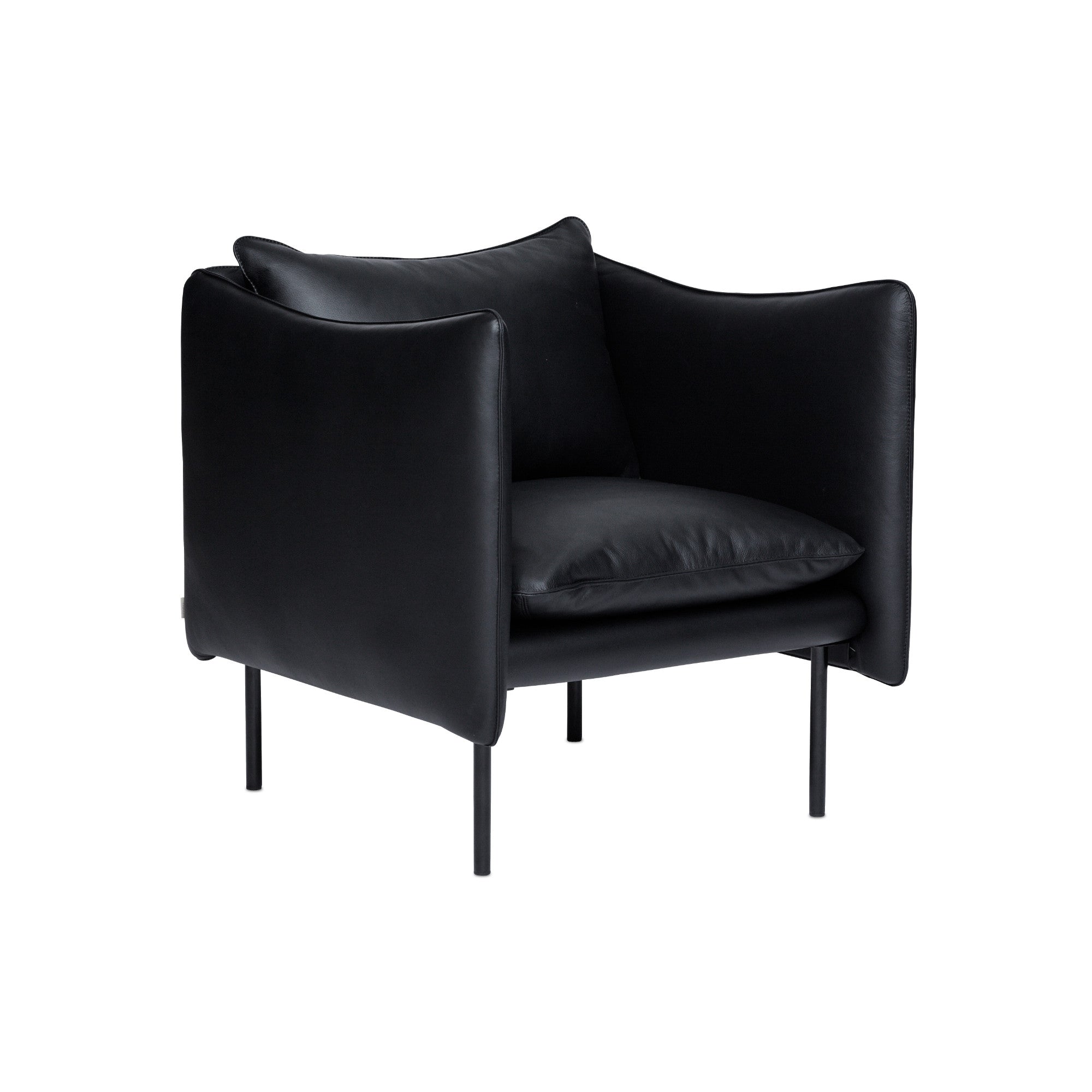 Tiki Small Armchair - Leather Elmosoft 3 (Black 99999)-1