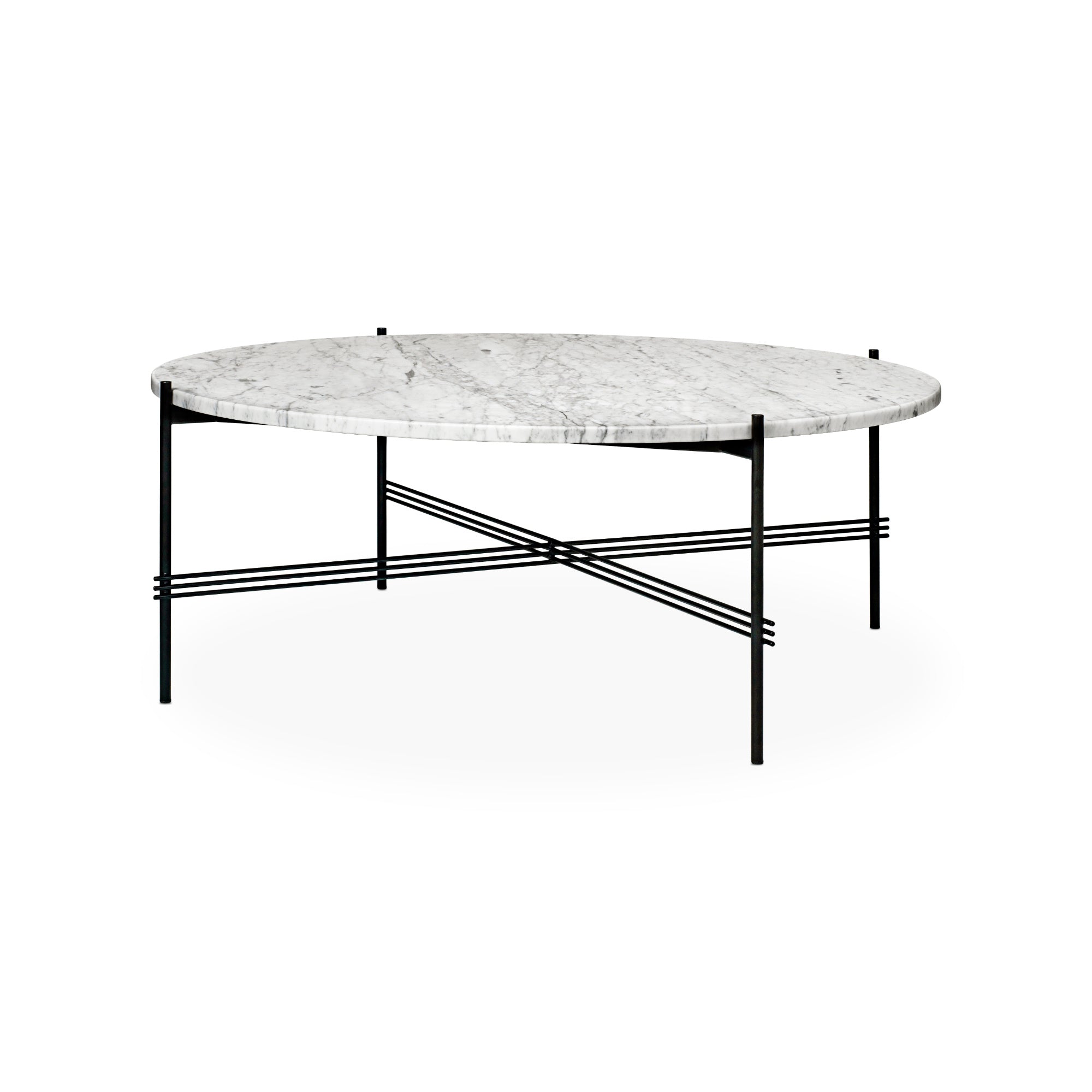 TS 10017129 Round Coffee Table - Black/White Carrara Marble-1