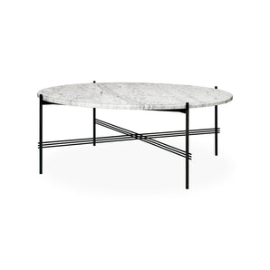 TS 10017129 Round Coffee Table - Black/White Carrara Marble