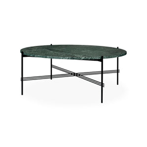 TS 10017133 Round Coffee Table - Black/Green Guatemala Marble