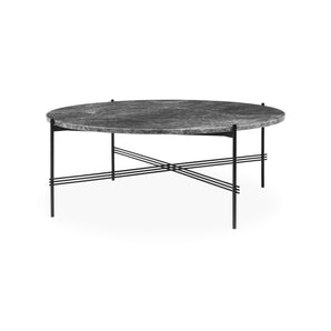TS 10017135 Round Coffee Table - Black/Grey Emperador Marble