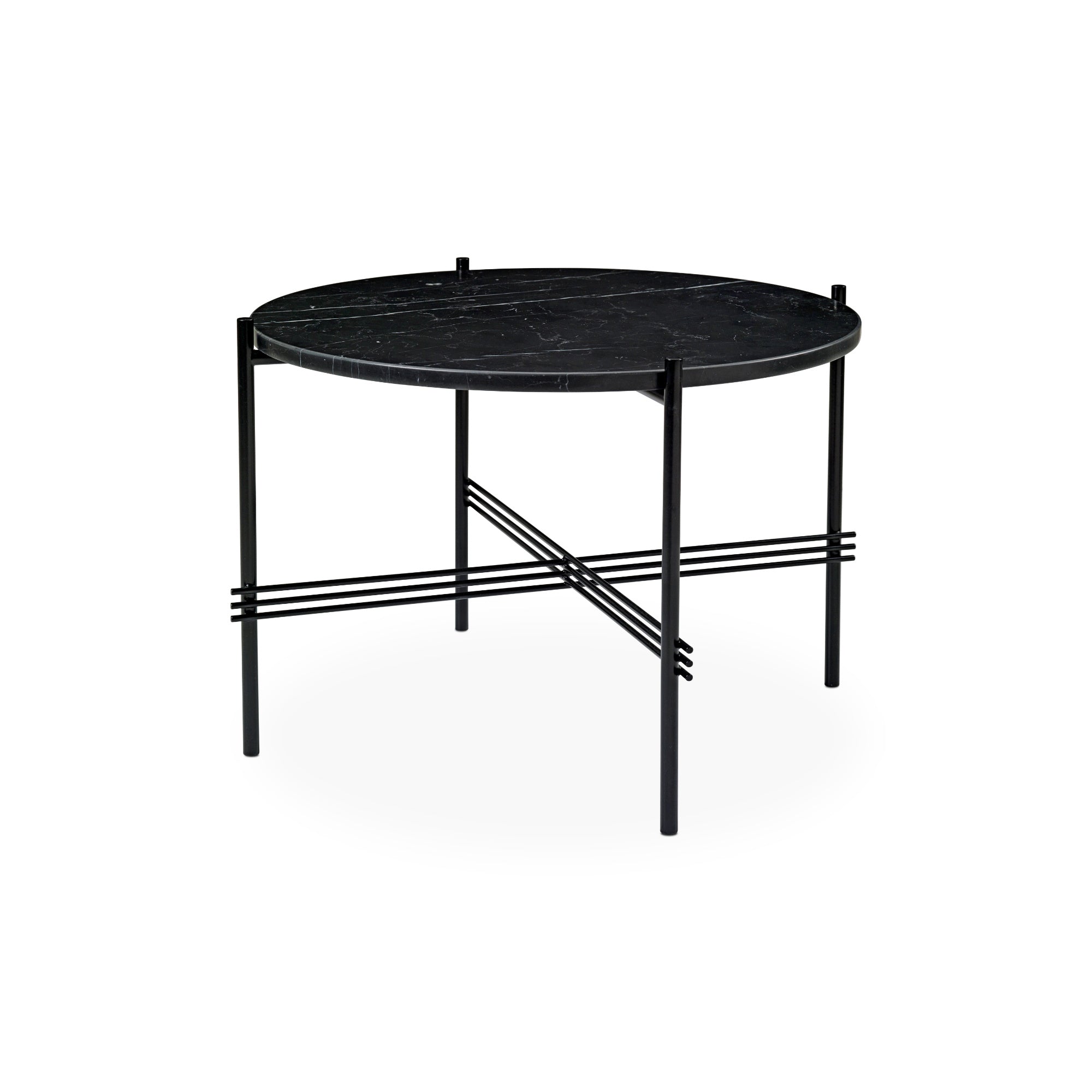 TS 10017138 Round Coffee Table - Black/Black Marquina Marble-1