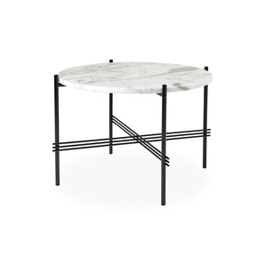 TS 10017145 Round Coffee Table - Black/White Carrara Marble