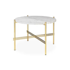 TS 10017149 Round Coffee Table - Brass/White Carrara Marble