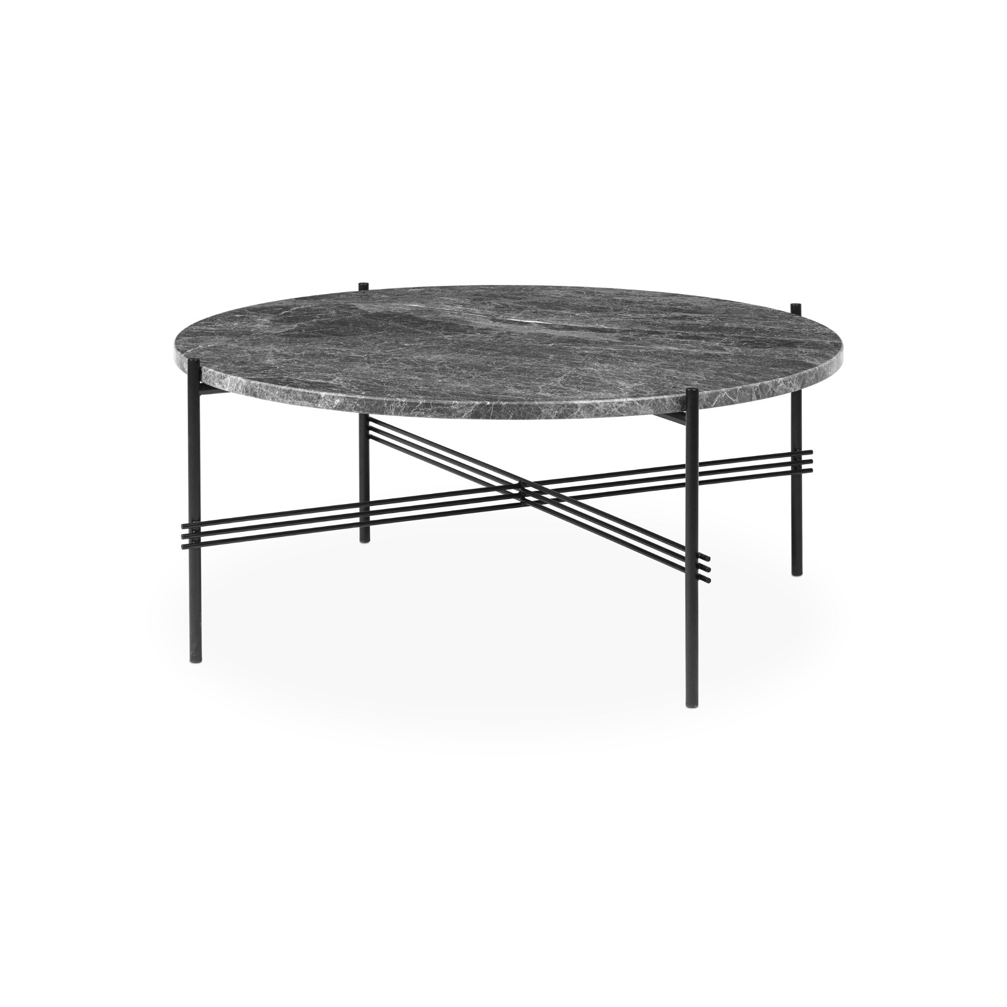 TS 10017162 Round Coffee Table - Black/Grey Emperador Marble-1