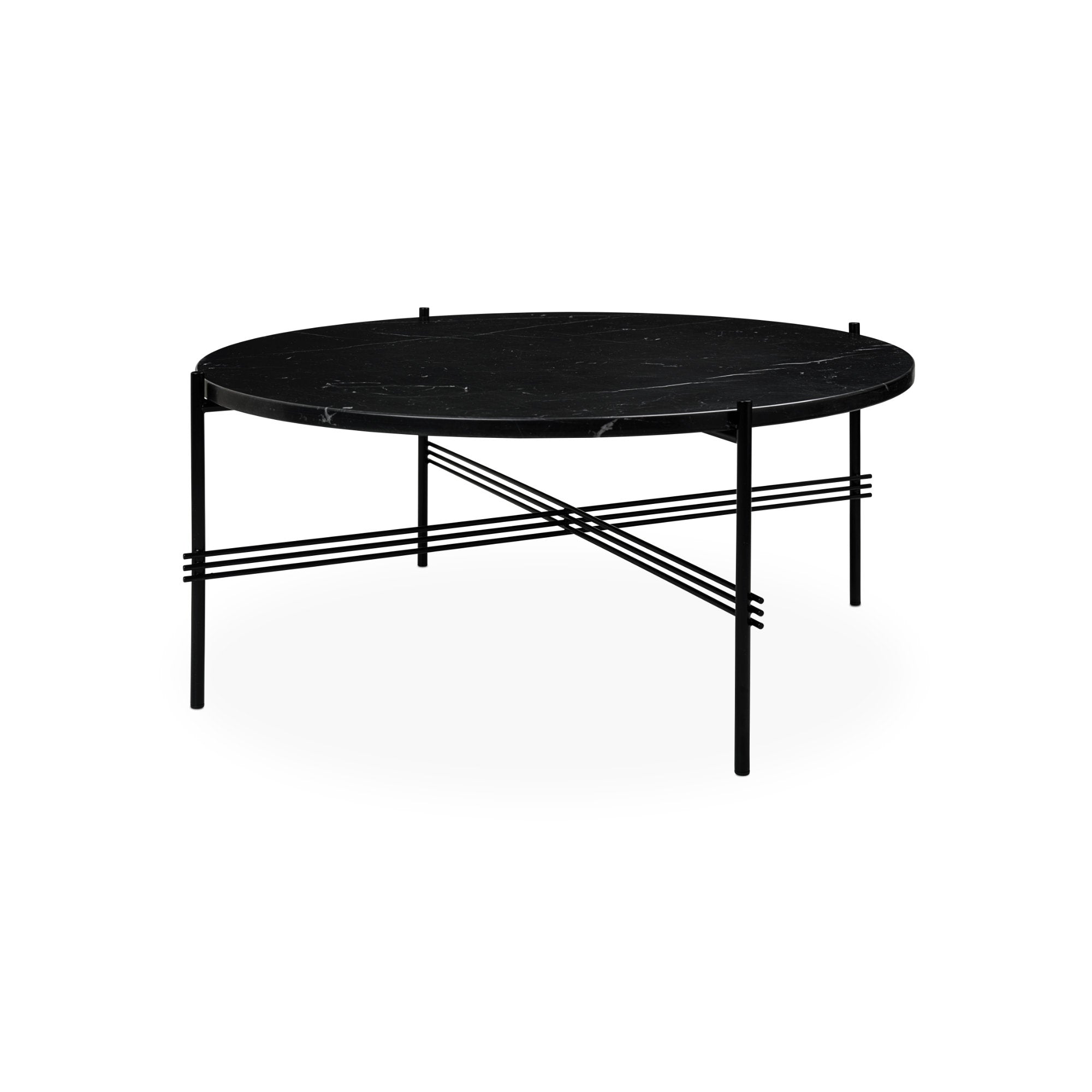 TS 10017163 Round Coffee Table - Black/Black Marquina Marble-1