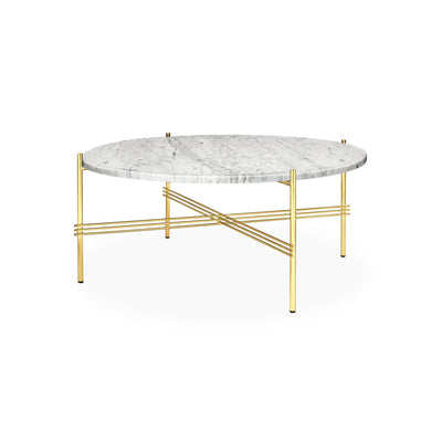 TS Coffee Table – 80x35 / Metal (Brass) / Marble (White Carrara)