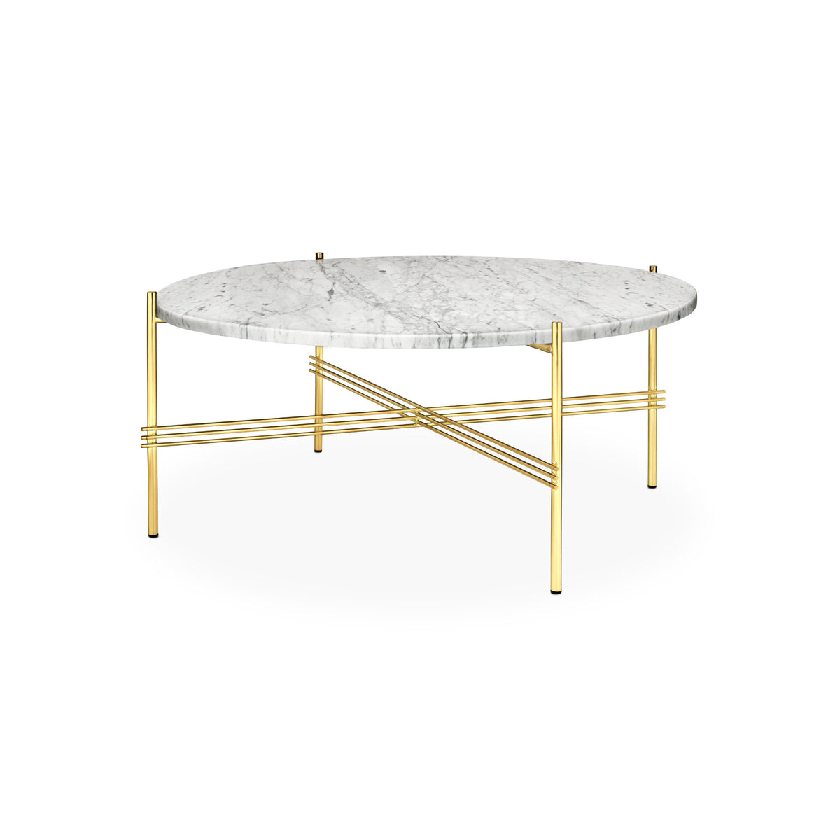 TS Coffee Table – 80x35 / Metal (Brass) / Marble (White Carrara)