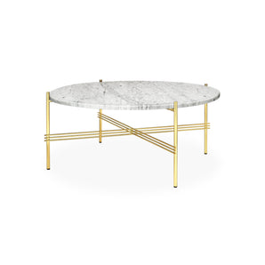 TS 10017172 Round Coffee Table - Brass/White Carrara Marble