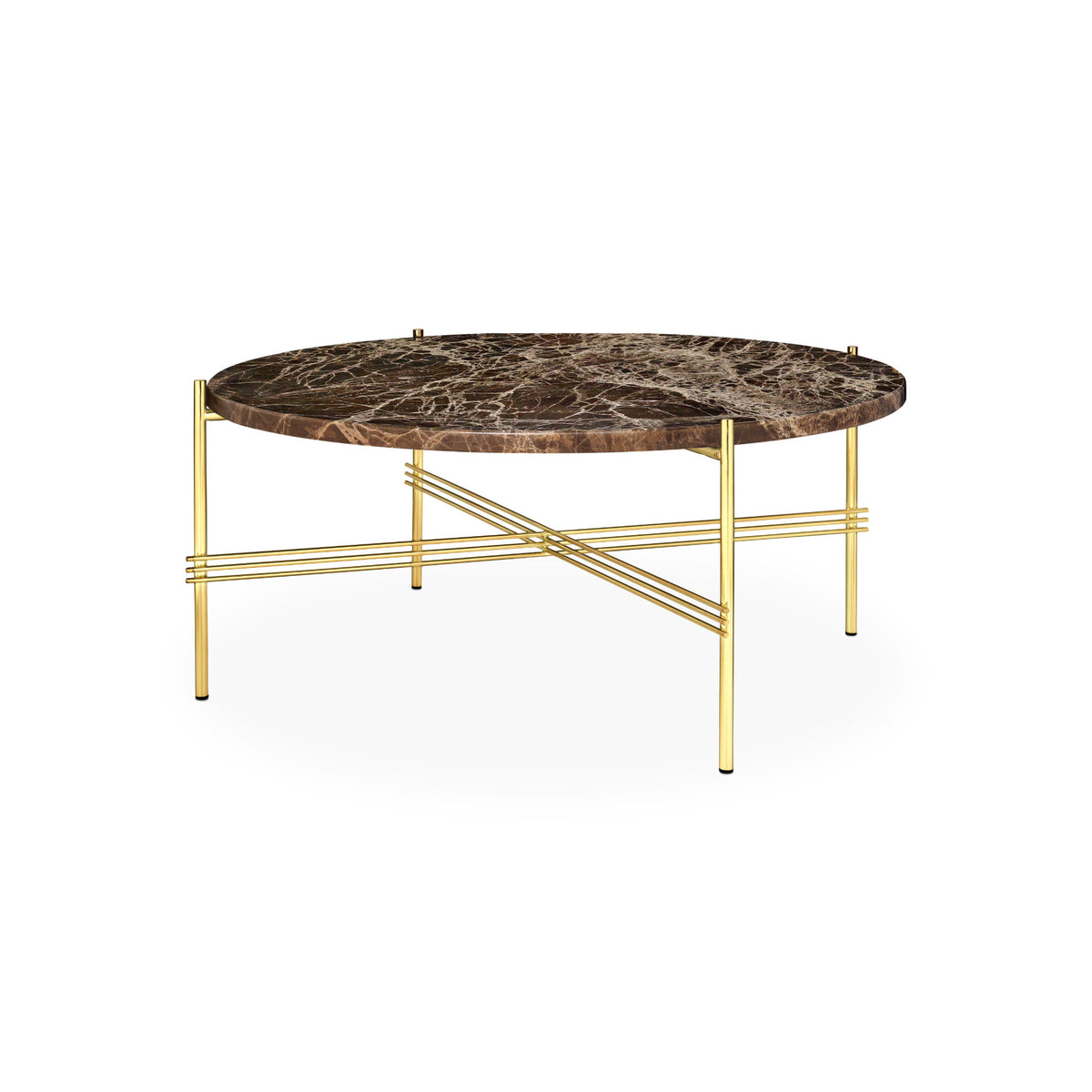 TS Coffee Table – 80x35 / Metal (Brass) / Marble (Brown Emperador)