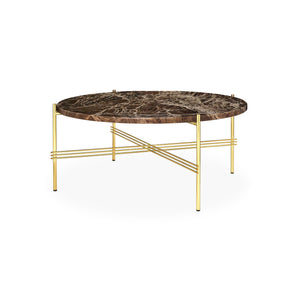 TS 10017175 Round Coffee Table - Brass/Brown Emperador Marble