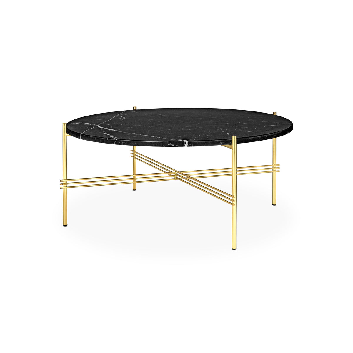 TS Coffee Table – 80x35 / Metal (Brass) / Marble (Black Marquina)