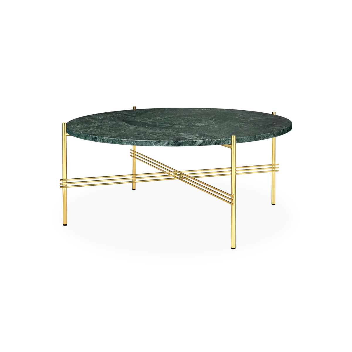 TS Coffee Table – 80x35 / Metal (Brass) / Marble (Green Guatemala)