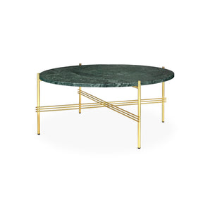 TS 10017179 Round Coffee Table - Brass/Green Guatemala Marble