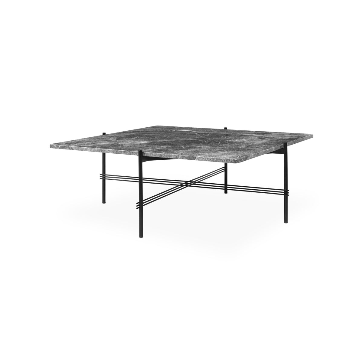 TS Coffee Table – 105x105x41 / Metal (Black) / Marble (Grey Emperador)