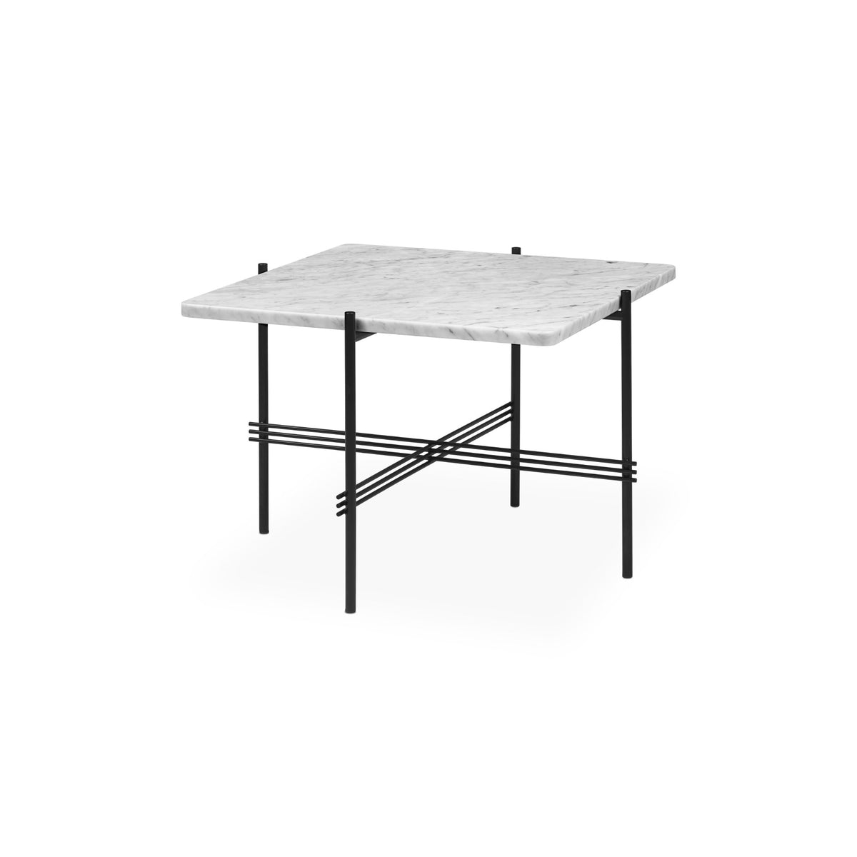 TS Coffee Table – 55x55x41 / Metal (Black) / Marble (White Carrara)