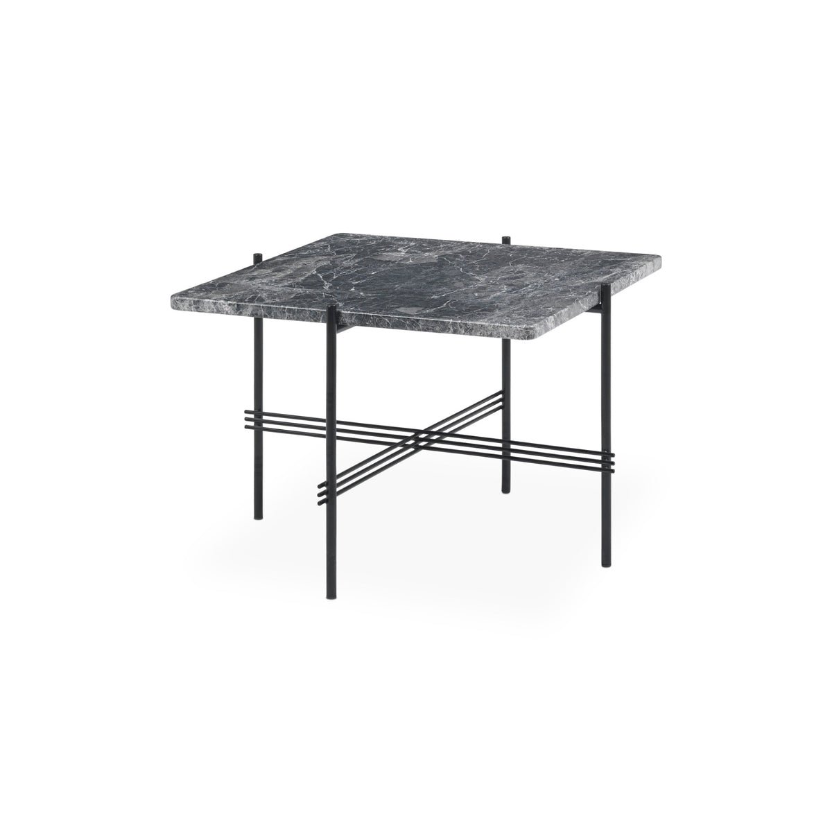 TS Coffee Table – 55x55x41 / Metal (Black) / Marble (Grey Emperador)