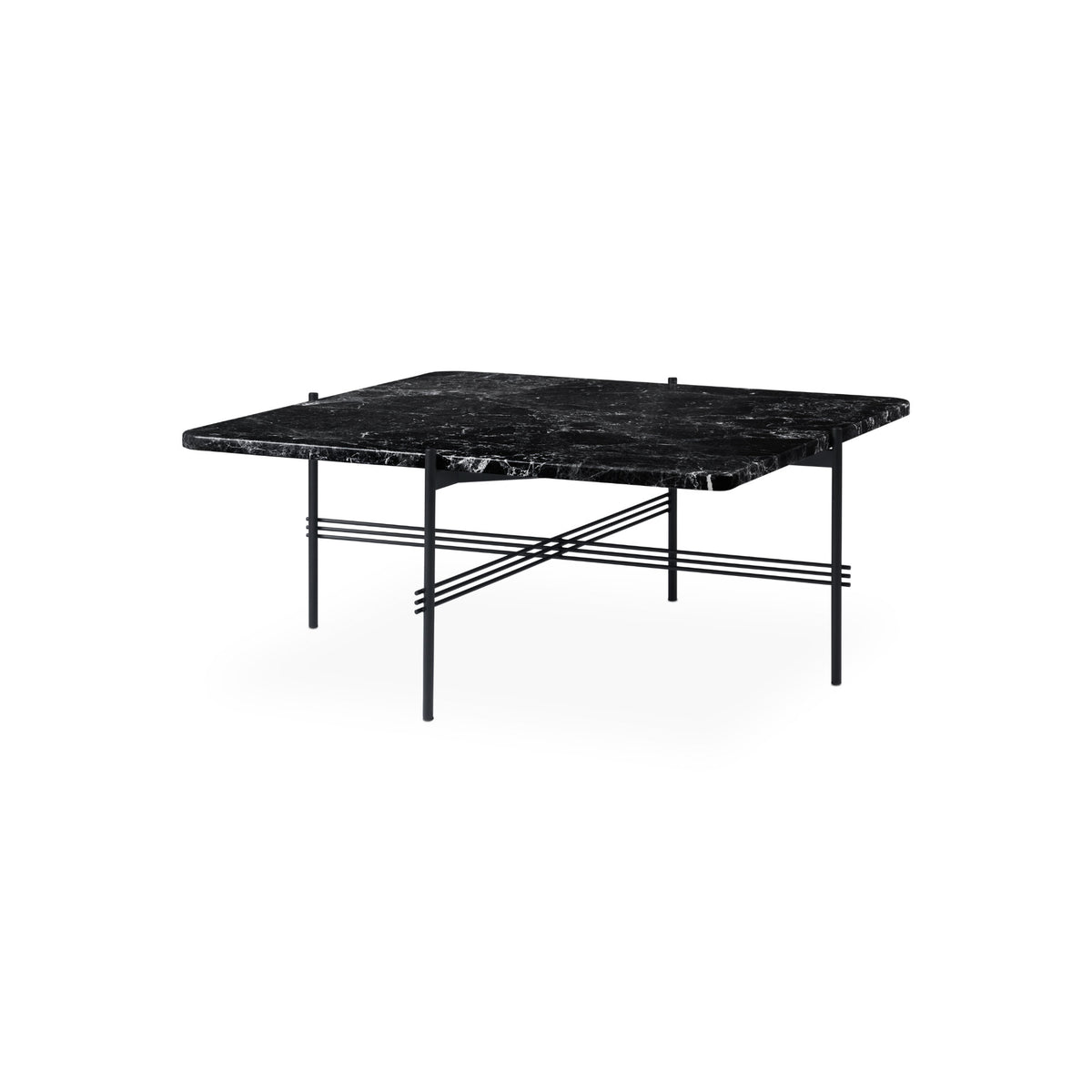 TS Coffee Table – 80x80x35 / Metal (Black) / Marble (Black Marquina)