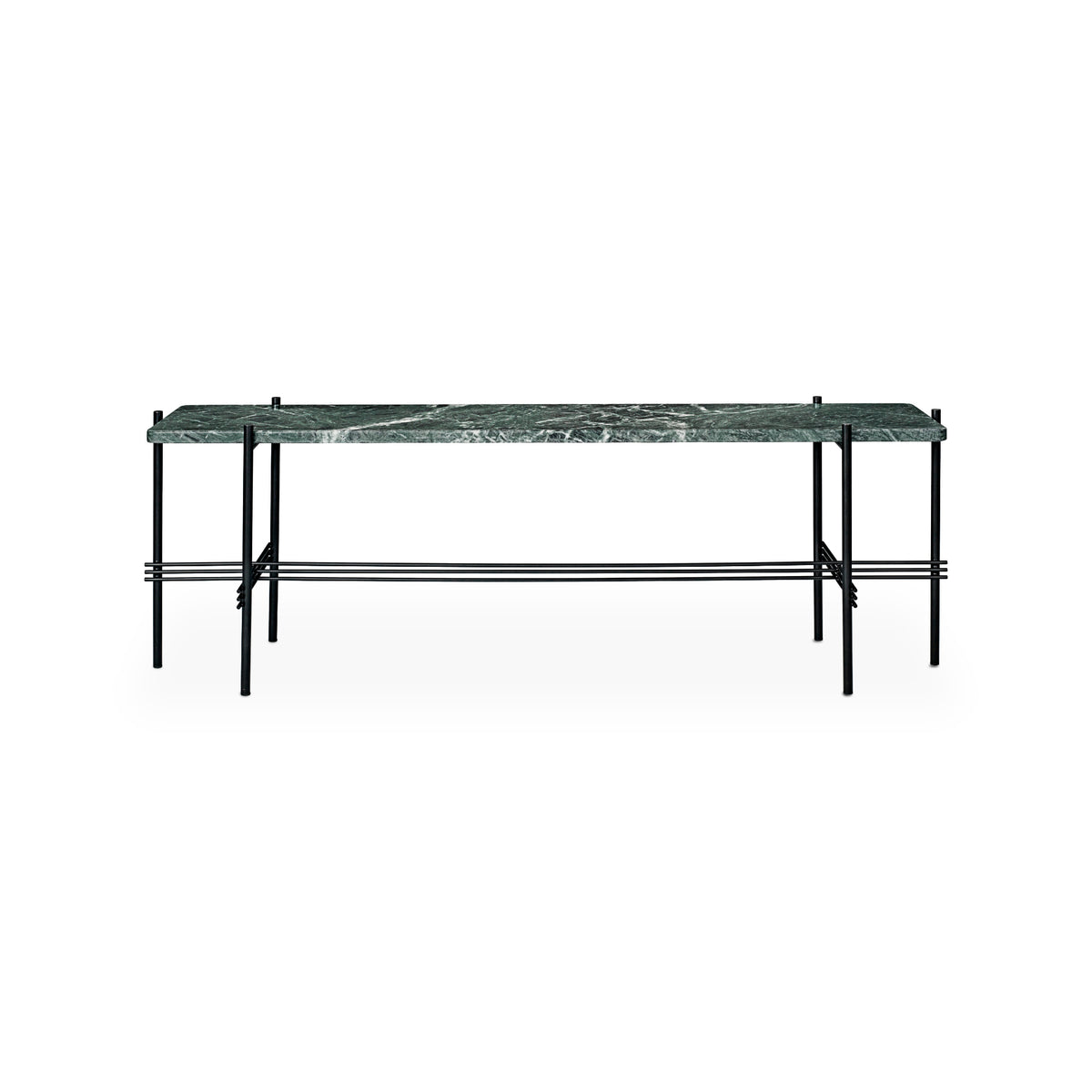 TS Console – 120x30x40 / Metal (Black) / Marble (Green Guatemala)