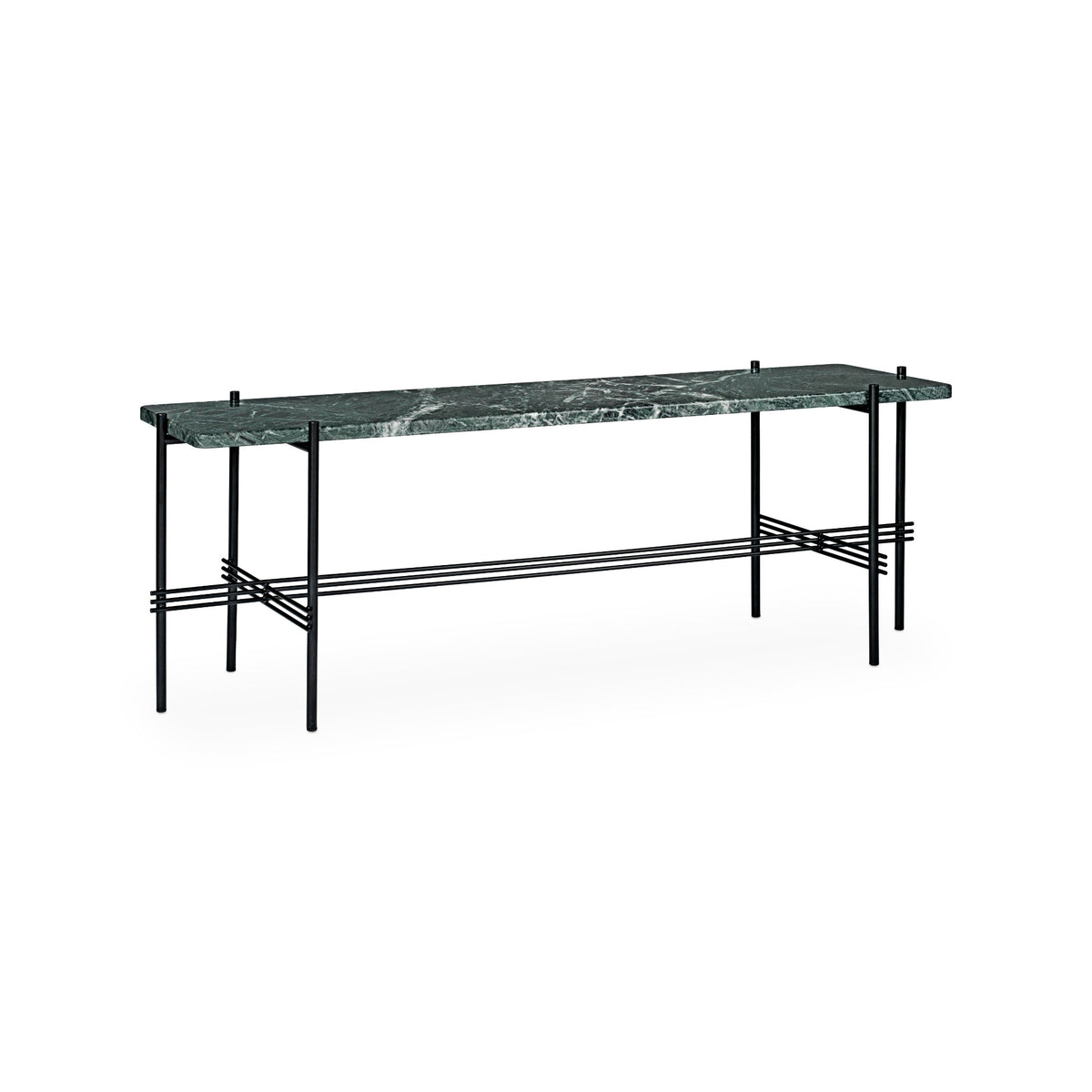 TS Console – 120x30x40 / Metal (Black) / Marble (Green Guatemala)